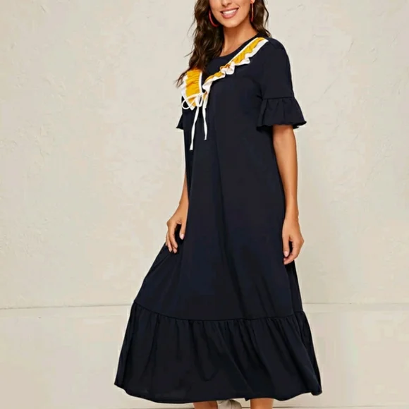 NEW Ruffle Trim Smock Dress - Picture 4 of 6